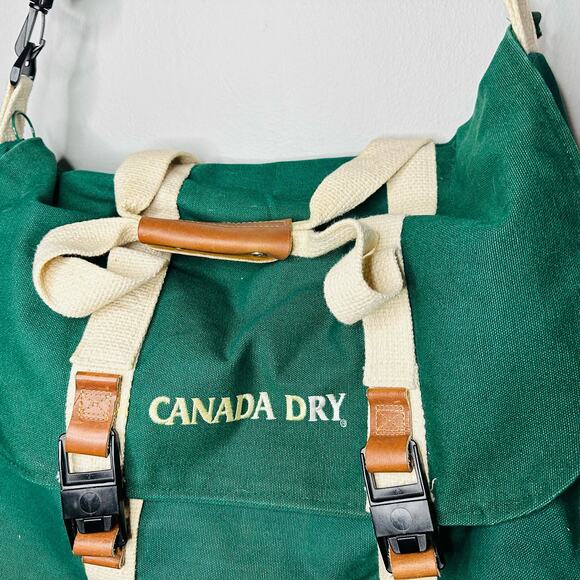Vintage 90s CANADA DRY Green Buckle Front Shoulder Strap Duffle Messenger Bag - Picture 6 of 13